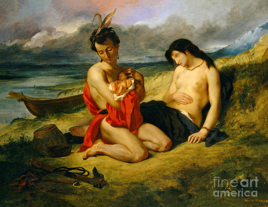 Les Natchez Painting by Eugene Delacroix