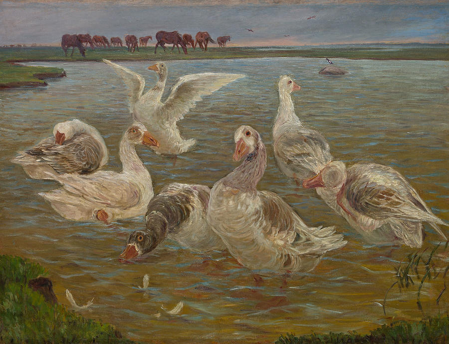 Les Oies Painting by Theodor Esbern Philipsen