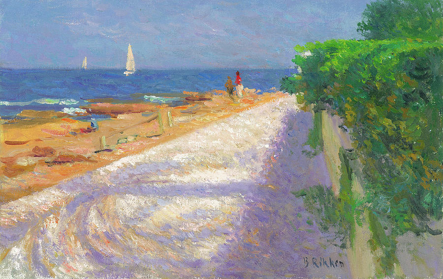Seascape Painting - Les Rotes with palmtree by Ben Rikken Seascape Painting - Les Rotes with palmtree by Ben Rikken