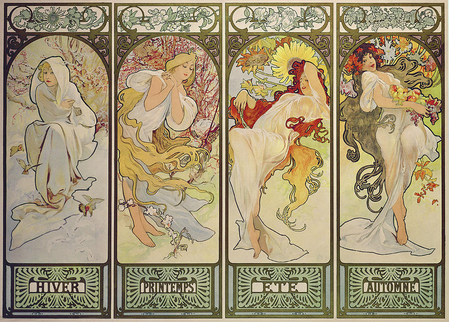 Les Saisons -The Seasons- . Painting by Alphonse Mucha -1860-1939-