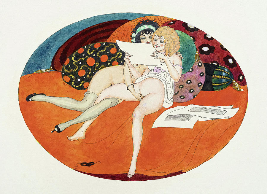 Gerda Marie Frederike Wegener Painting - Lesbian Couple, from The Pleasures of Eros by Gerda Wegener