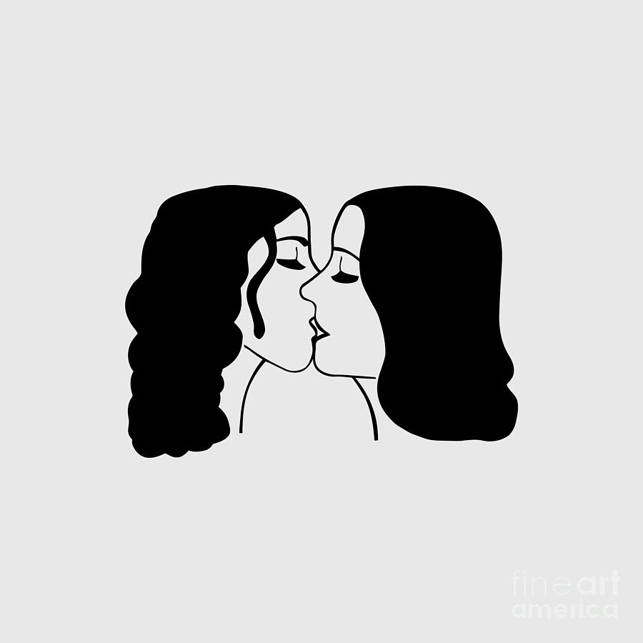Lesbian Kiss Drawing By Kamidin Sirait Fine Art America