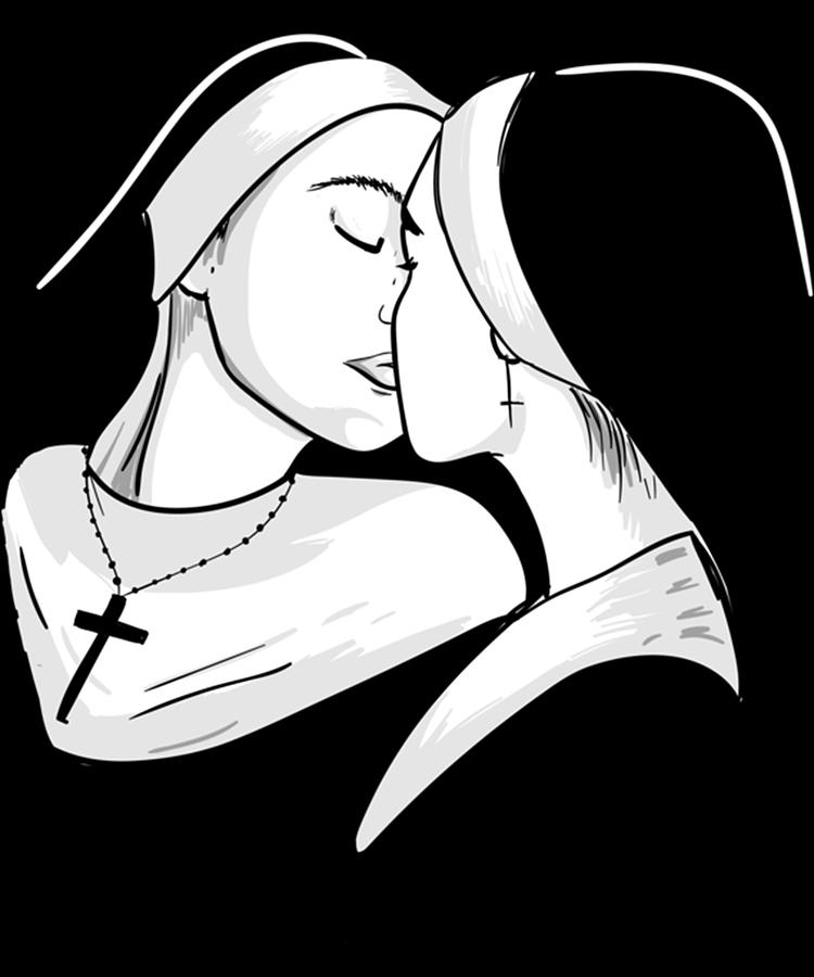 Lesbian Kiss Nun Bondage Satanic Bdsm Essential T Shirt Photograph By Louie Smitham Fine Art