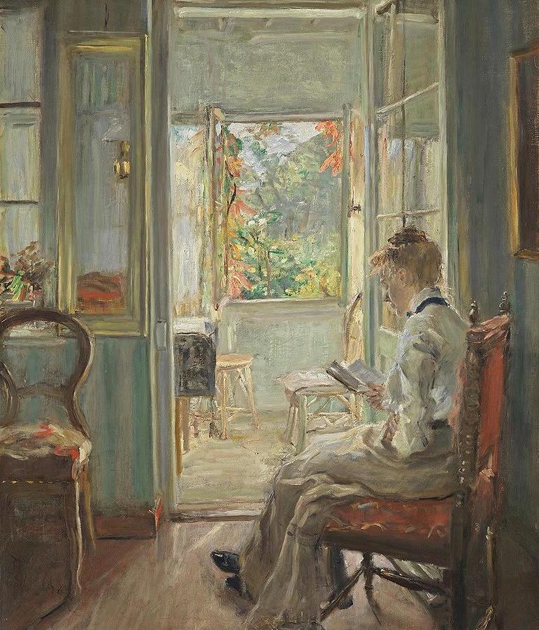 Lesendes Madchen In der Verandatur Girl reading In the Door of the ...