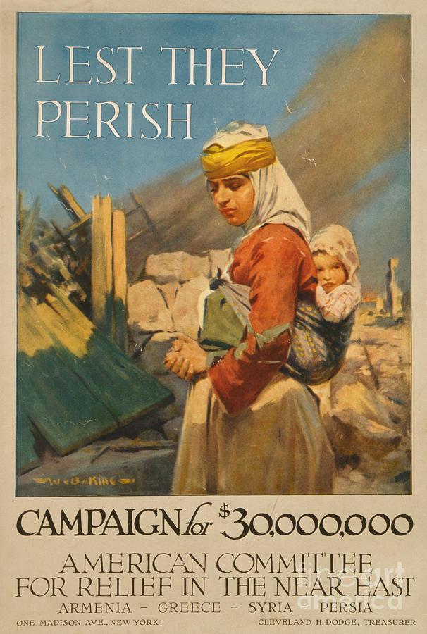 Lest they perish Campaign, 1917 Painting by American School