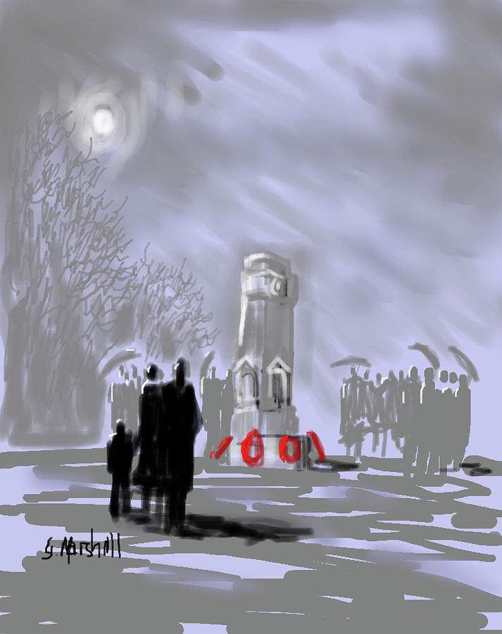 Lest We Forget - Gildersome Cenotaph Painting by Glenn Marshall