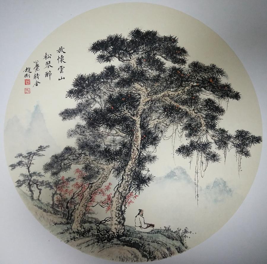 let go to mountain of clouds and Indulge in GuQin under pine Painting by Gang Zhao let go to mountain of clouds and Indulge in GuQin under pine Painting by Gang Zhao
