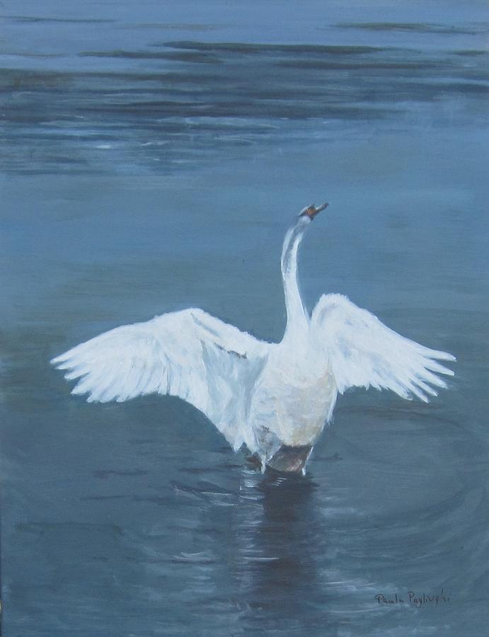 Swan Painting - Let It Go by Paula Pagliughi