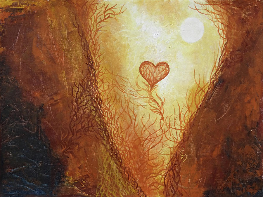 Let Love Grow - Acrylic Painting on Canvas, Abstract Heart Art Painting by Aneta Soukalova