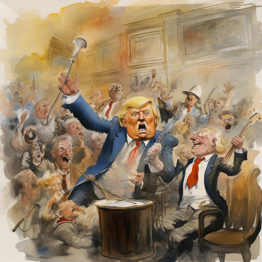 Donald Trump Painting - Let The Games Begin- The Washington Tributes by My Head Cinema