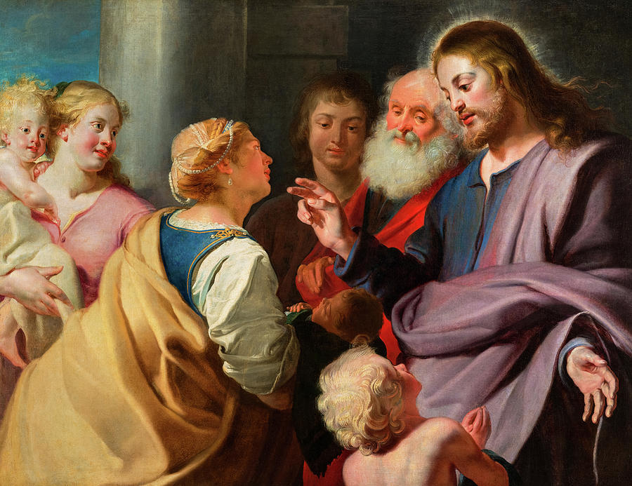 Let the Little Children Come Unto Me Painting by Gaspar de Crayer