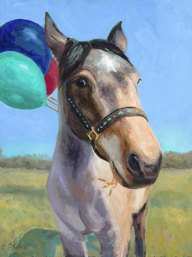 Funny Horses Painting - Let the Party Begin by Billie Colson