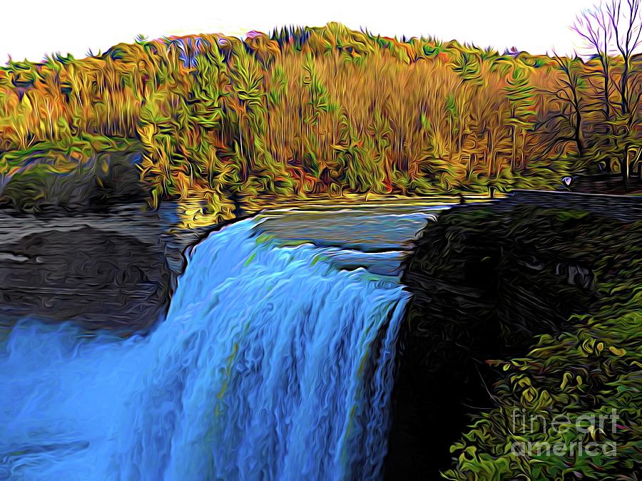Letchworth State Park Middle Falls Abstract Expressionist Photograph by Rose Santuci-Sofranko
