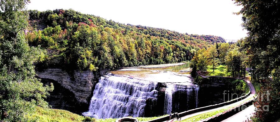 Letchworth State Park Middle Falls Panorama Photograph by Rose Santuci-Sofranko