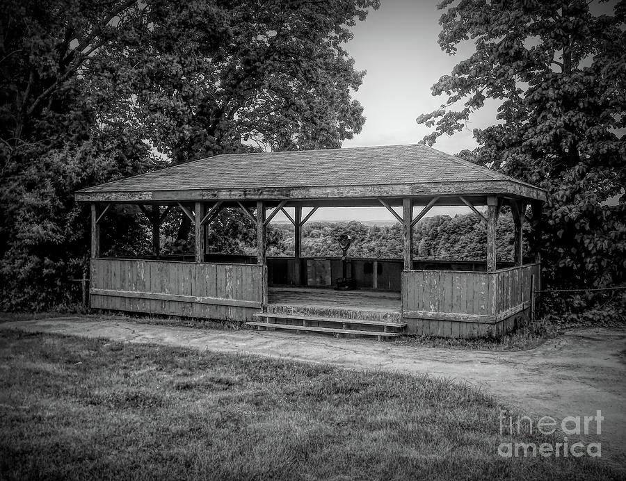 Letchworth State Park Overlook Shelter Dramatic Black and White Photograph by Rose Santuci-Sofranko