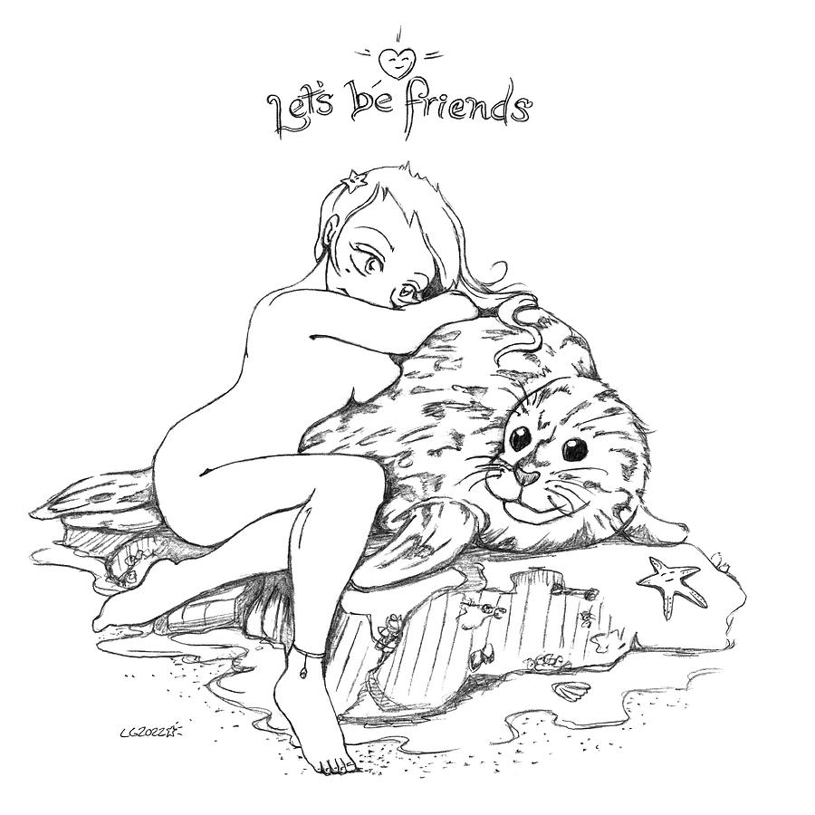 Lets Be Friends Drawing by Lucas Gaudette