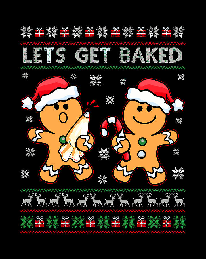 Let'S Get Baked Gingerbread Man Cookie Christmas Graphic Drawing by