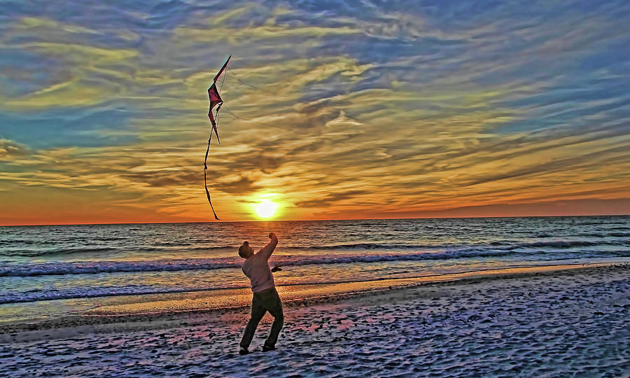 Sunset Photograph - Lets Go Fly A Kite by HH Photography of Florida