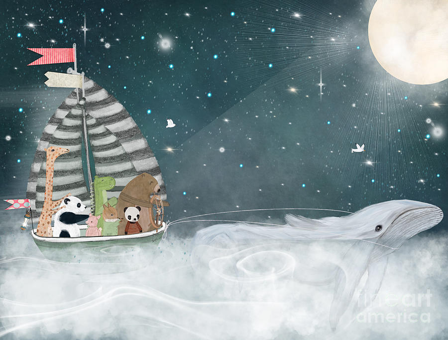 Lets Sail To The Moon  Painting by Bri Buckley