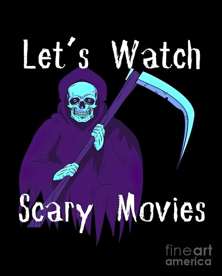 Lets Watch Scary Movies Grim Reaper Painting by Yvette Bennett - Fine ...