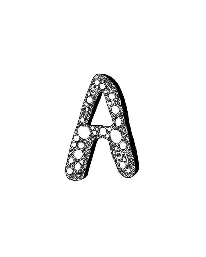 Letter A Initial Drawing by Diane Palmer