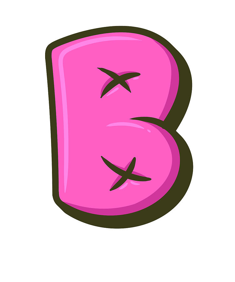 Letter B Graffiti Alphabet, B Typography Pink letter B, Bubble Letter B