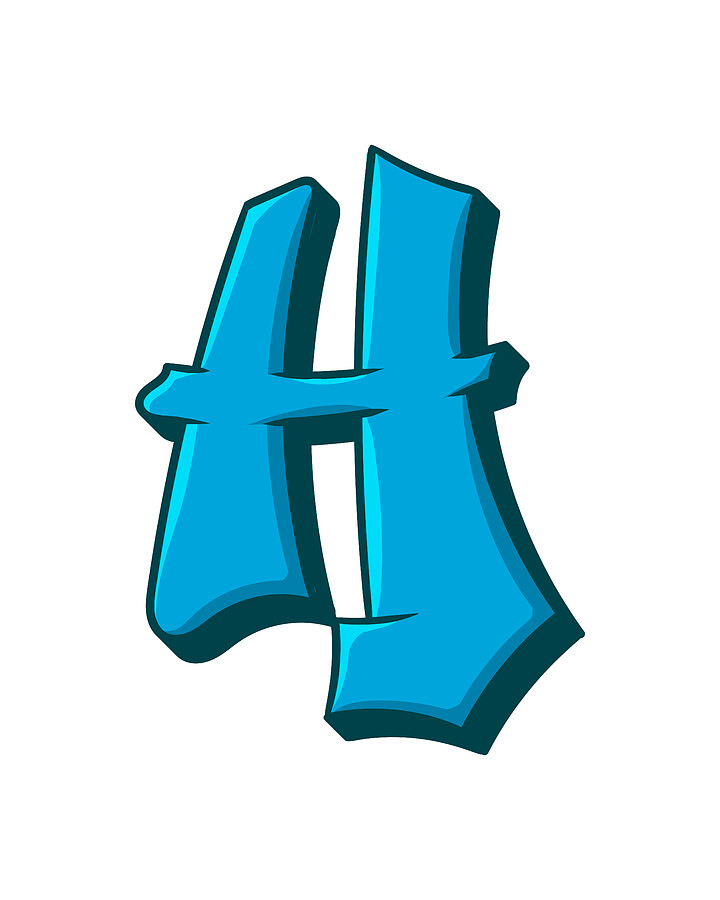 Letter H Graffiti Alphabet, H Typography Turquoise letter H, Streetart