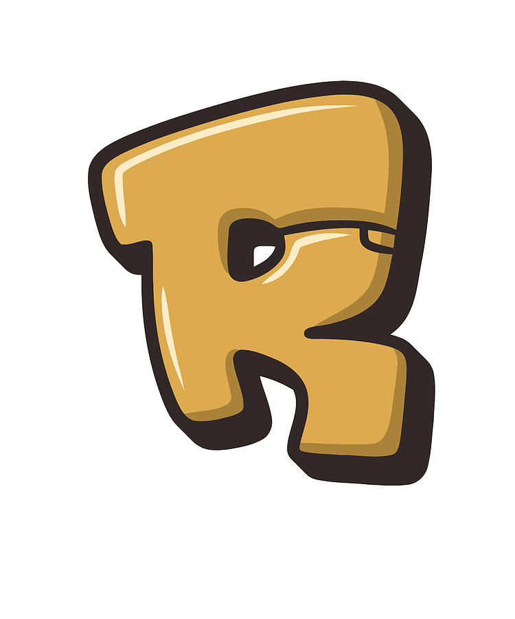 Letter R Graffiti Alphabet R Typography Gold Letter R Streetart Graffiti Letter R Digital Art