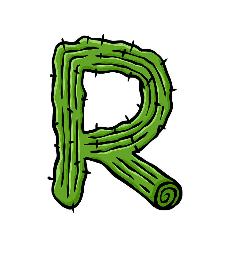 Letter R Graffiti Alphabet R Typography Green Letter R Cactus Letter R Digital Art By Elsayed