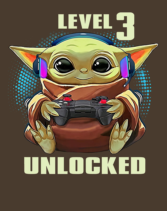Level 3 Unlocked Video Gamer Baby yoda 3Rd Birthday Gift Boys Girls ...