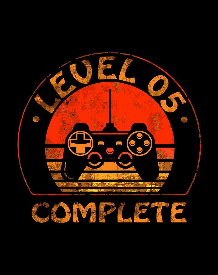 Level 5 Complete Vintage 5th Wedding Anniversary Gamer Gift Digital Art By Luke Henry