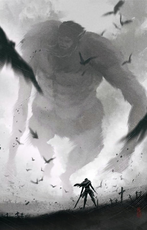 Levi vs Beast Titan Artwork Attack on Titan Painting by Owen Price