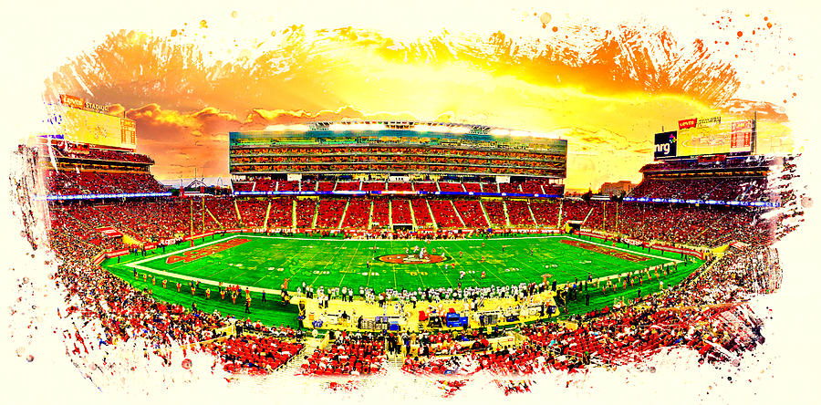 Levis Stadium in Santa Clara, California - watercolor painting Digital Art by Nicko Prints