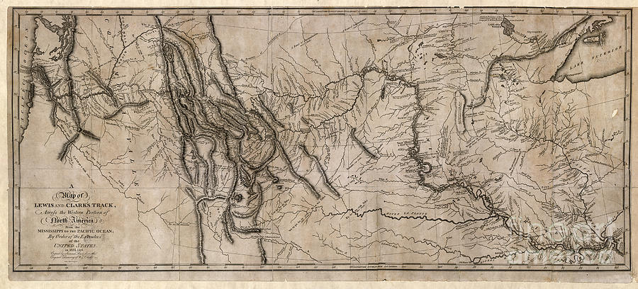 Lewis and Clark Map, 1814 Drawing by William Clark and Sam Lewis