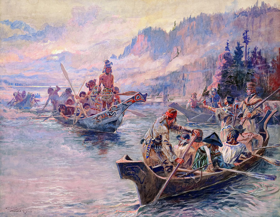 Charles Marion Russell Painting - Lewis and Clark on the Lower Columbia, 1905 by Charles Marion Russell
