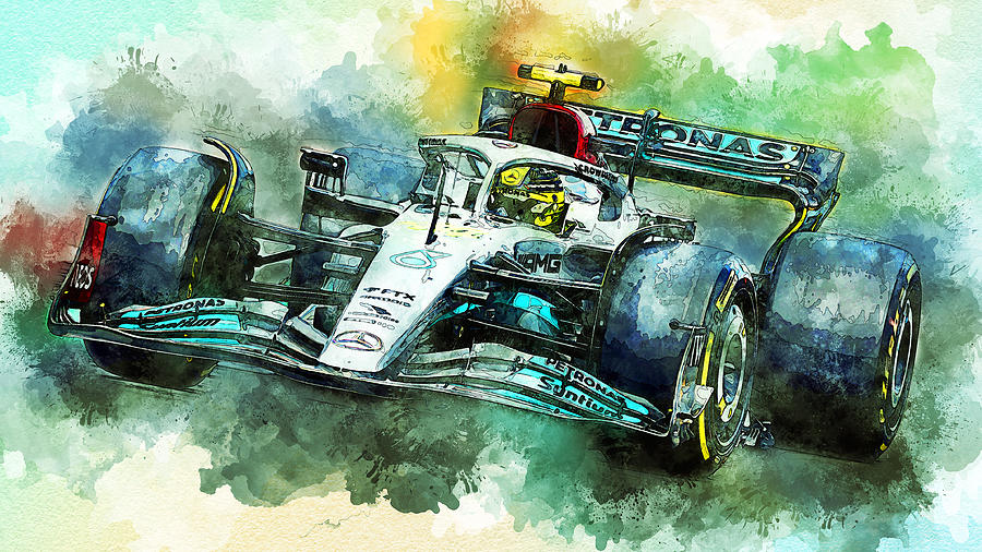 Formula 1 Mercedes Lewis Hamilton Digital Art By Blue Tiger