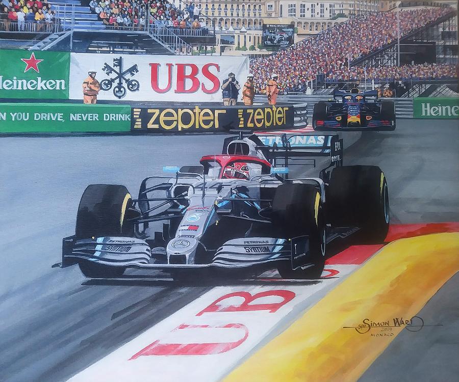 Lewis Hamilton Monaco Gp 2019 Painting By Simon Ward