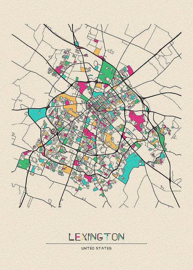 Lexington Kentucky City Map Founded 1775 University of Louisville