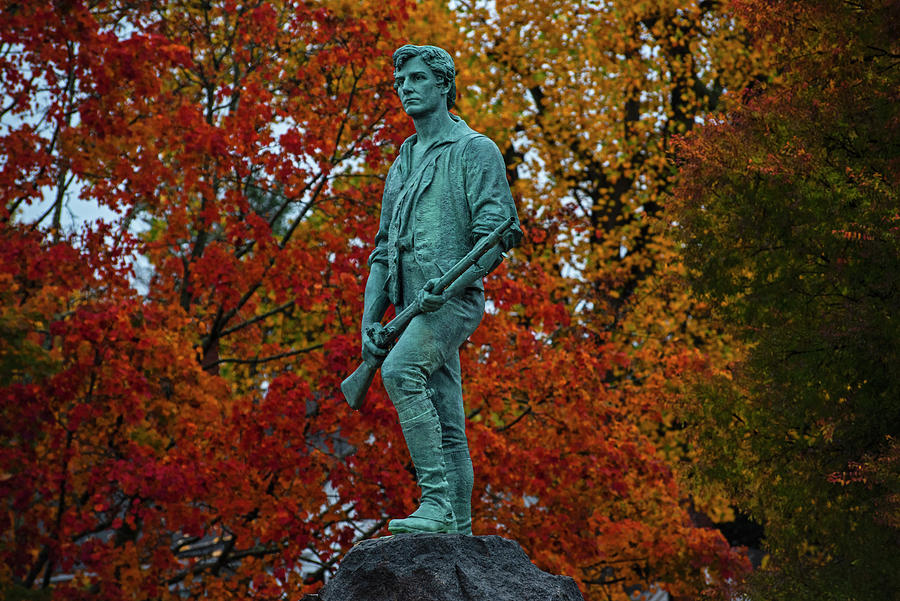 Lexington Massachusetts Minuteman Statue Surrounded by Fall Trees Photograph by Toby McGuire
