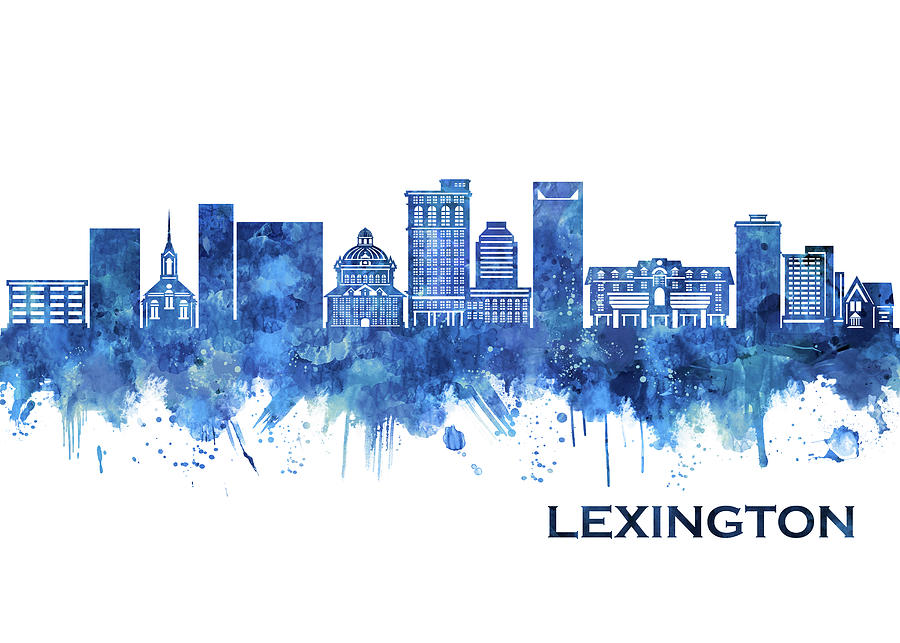 Lexington USA Skyline Blue Mixed Media by NextWay Art