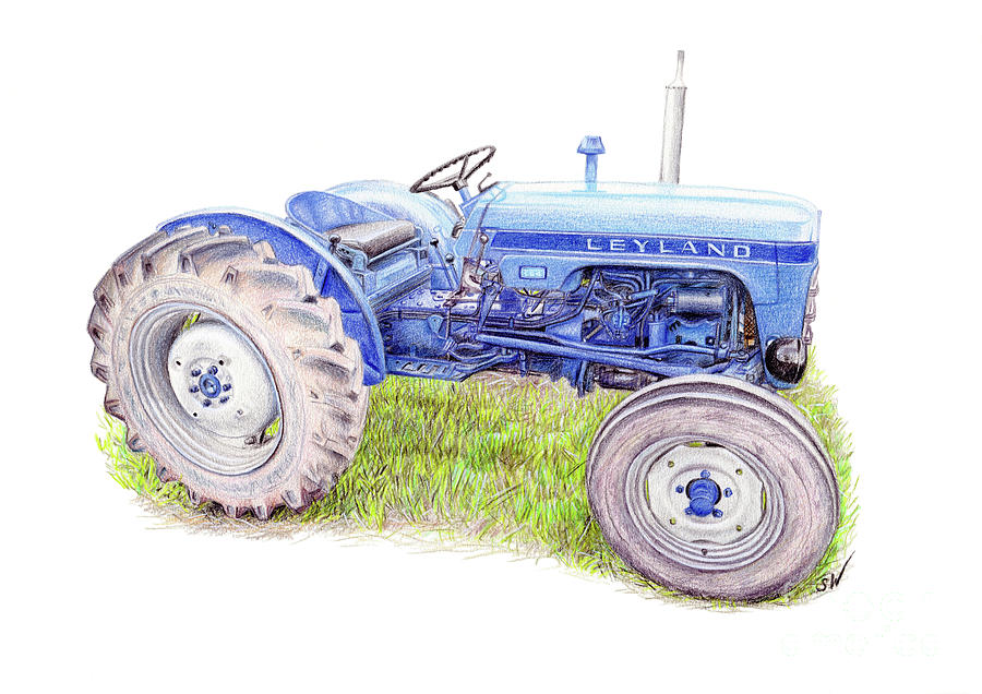 Leyland Classic Tractor Drawing by Sandra Warmerdam | Pixels