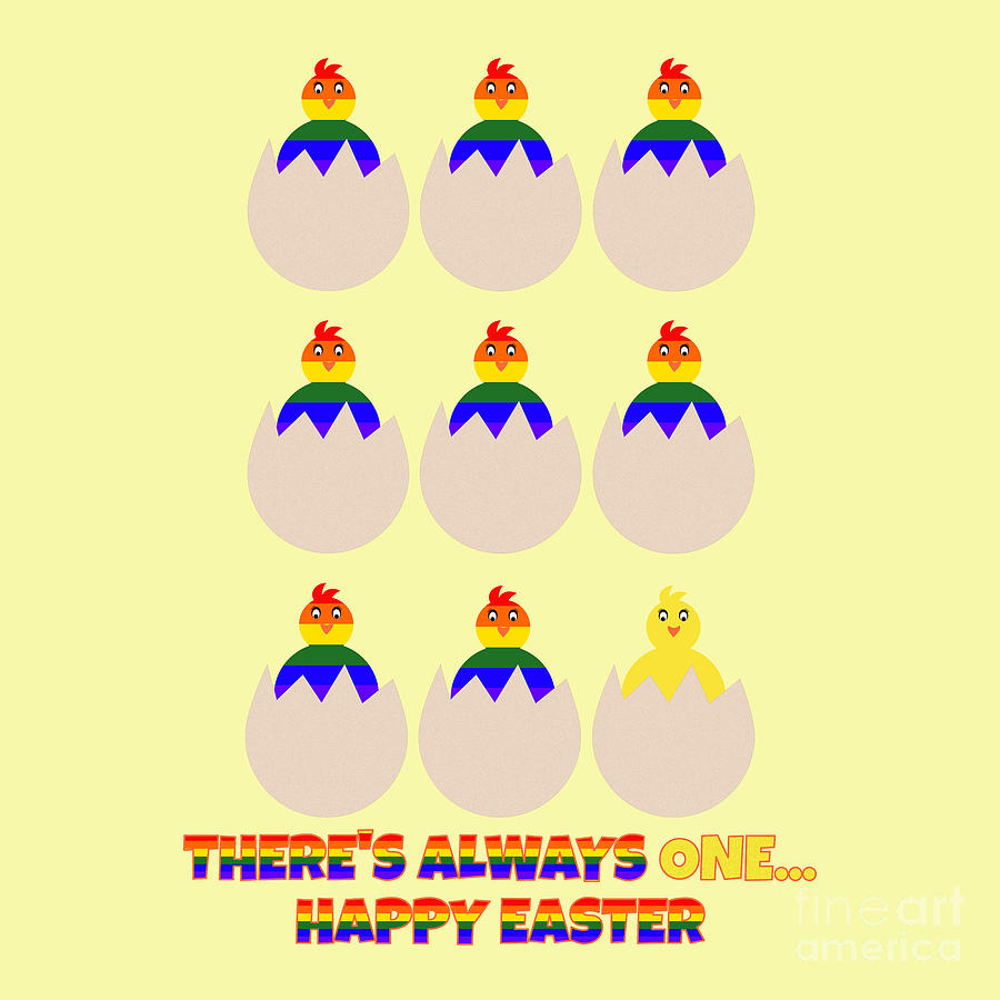 LGBT Easter Chicks Funny Greeting Digital Art by Barefoot Bodeez Art