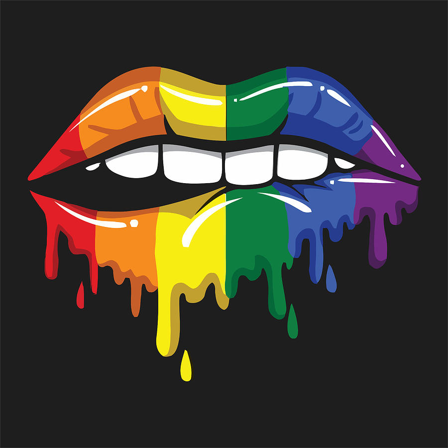 Lgbt Rainbow Biting Gay Pride Lesbian Bisexual Par Two Tone Wall Art Prints Design And Poster