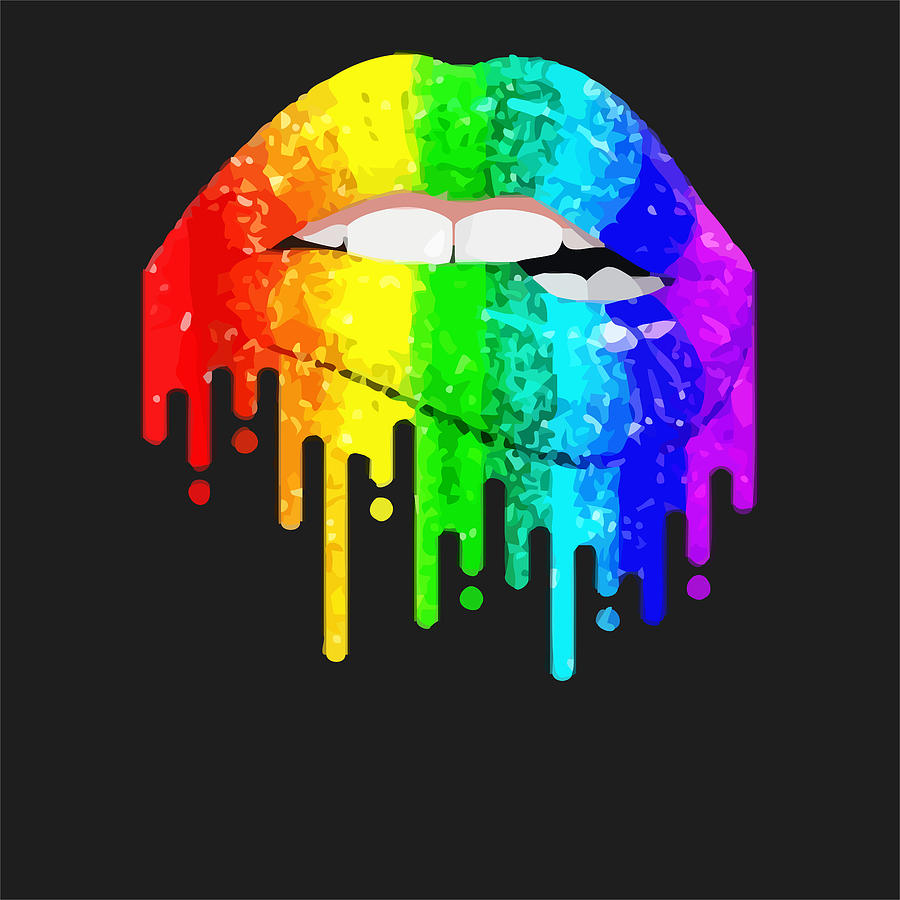 Lgbt Rainbow Bling Lips Pride Gay Bisexual Two Tone Wall Art Prints ...