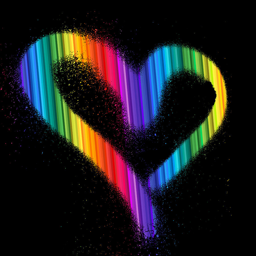 LGBT Vintage Rainbow Spray Paint gay pride transgender Heart Love Painting by Tony Rubino