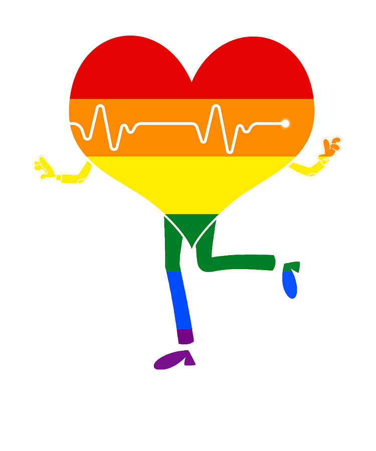 Gay Pride Flag Drawing - LGBTQ Gift Cute Pride Heartbeat Pride Gift by Kanig Designs