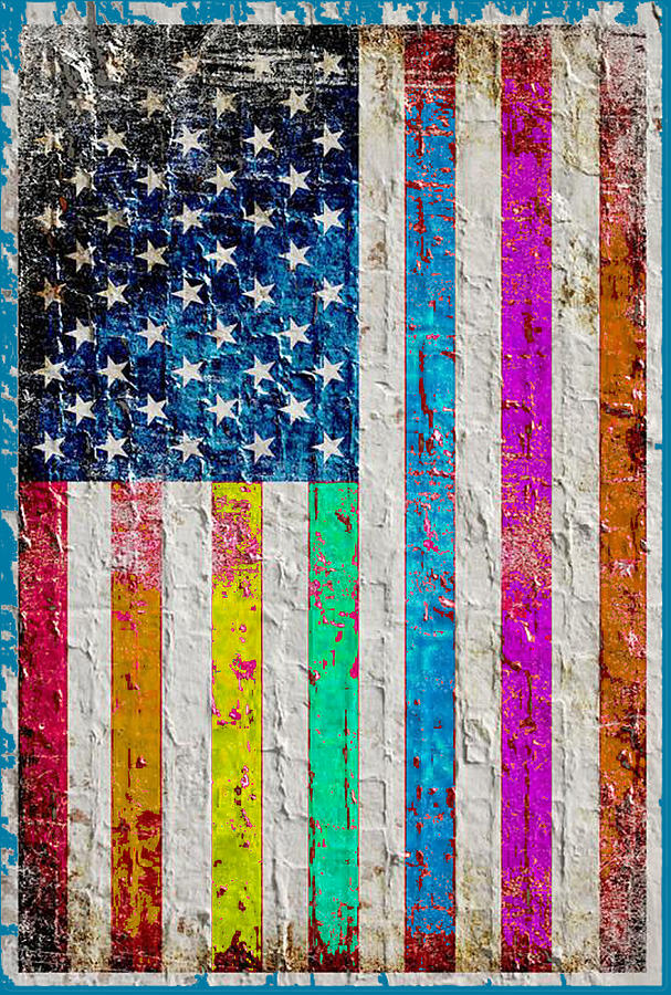 LGBTQ LGBT Gay Pride American Flag Painting by Tony Rubino