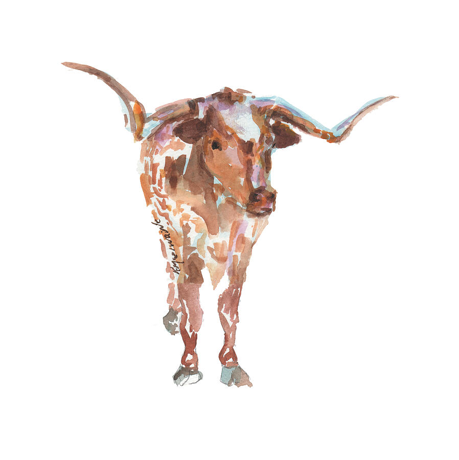 Cow Painting - LH001 Rowdy One Longhorn by Kathleen McElwaine by Kathleen McElwaine Cow Painting - LH001 Rowdy One Longhorn by Kathleen McElwaine by Kathleen McElwaine