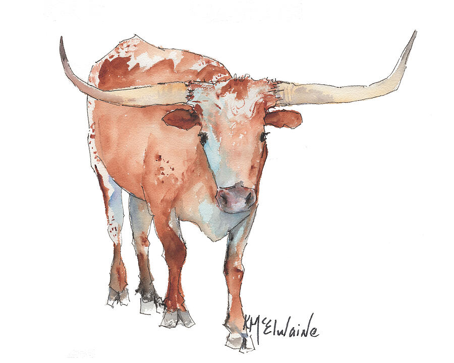 University Of Texas Painting - LH003 King Maker watercolor by Kathleen McElwaine by Kathleen McElwaine University Of Texas Painting - LH003 King Maker watercolor by Kathleen McElwaine by Kathleen McElwaine