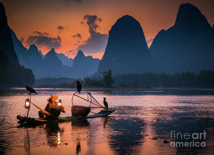 Li River Twilight Glow Photograph by Inge Johnsson